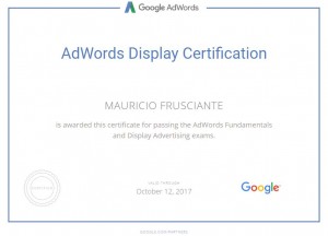 Google Adwords Display Certification-Mauricio Frusciante-Miami-Florida-2017