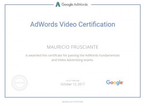 Google Adwords Video Certification-Mauricio Frusciante-Miami Florida 2017