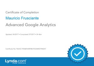 Advanced Google Analytics Certificate-Mauricio Frusciante-Miami-FL