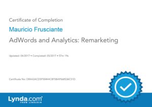 Adwords Analytics Remarketing Certificate-Mauricio Frusciante-Miami-Aventura-Fort Lauderdale