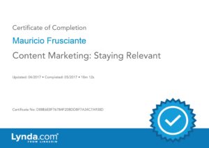 Content Marketing-Staying Relevant Certificate-Mauricio Frusciante-Miami-Aventura-Fort Lauderdale