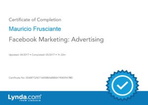 Facebook Marketing Advertising Certificate-Mauricio Frusciante-Miami-Aventura-Fort Lauderdale