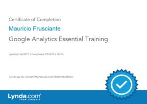 Google Analytics Essential Training Certificate-Mauricio Frusciante-Miami-FL