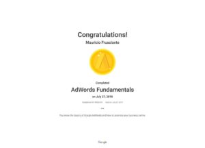 Google Adwords Fundamentals Certification-Mauricio Frusciante-Miami-Aventura-2018