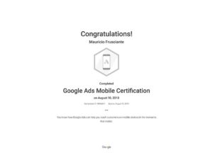 Google Adwords Mobile Certification-Mauricio Frusciante-Miami-Florida