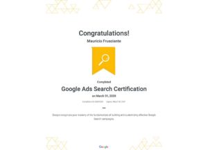 Google Adwords Search Certification-Mauricio Frusciante-Miami-Florida-2020