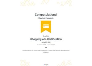 Google Adwords Shopping Certification-Mauricio Frusciante-Miami-Florida-2020