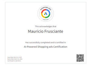 Google Adwords-AI Powered Shopping Ads Certification-Mauricio Frusciante-Aventura-Florida-2025